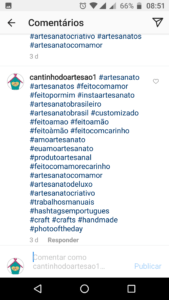 hashatag no posts do instagram